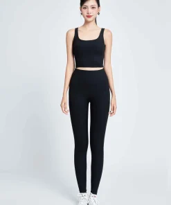 Áo bra 2 dây vải tăm màu đen-A4014